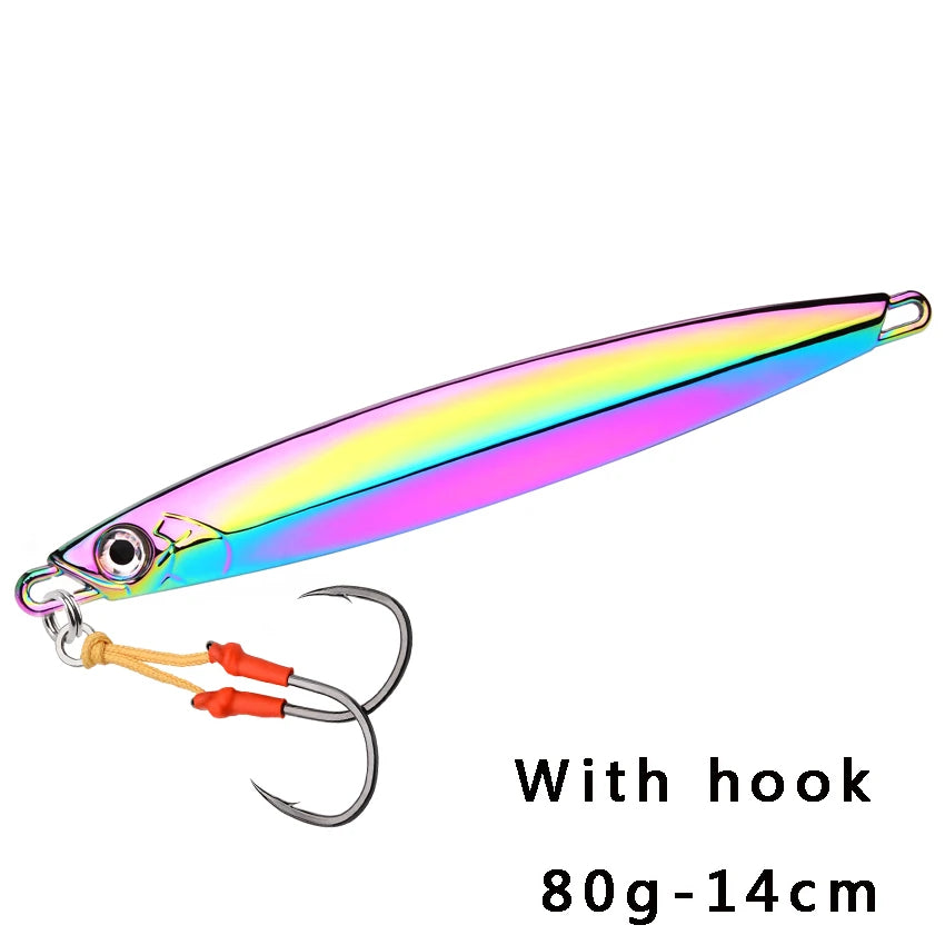 Metal Spoon Jig Fishing Lure 60g 80g 100g Long Cast Jigging Bait Lures Fishing Wobbler for Sea Bass Big Game Sinking Lures