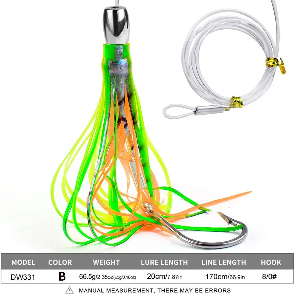 Big Game Trolling Lure Saltwater Fishing Octopus Squid Skirt Marlin, Tuna, Wahoo, Dorado, Yellowtail 1PC 20cm 66.5g