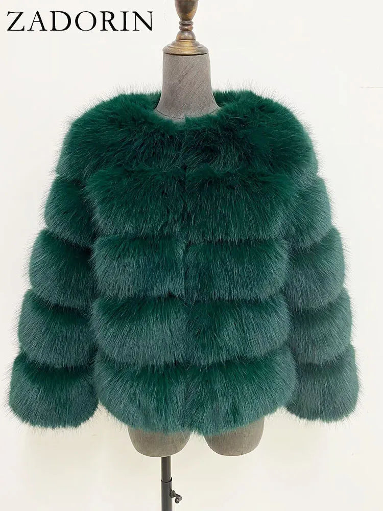 ZADORIN Woman’s Fluffy Winter Mink Coat Faux Fur S-6XL