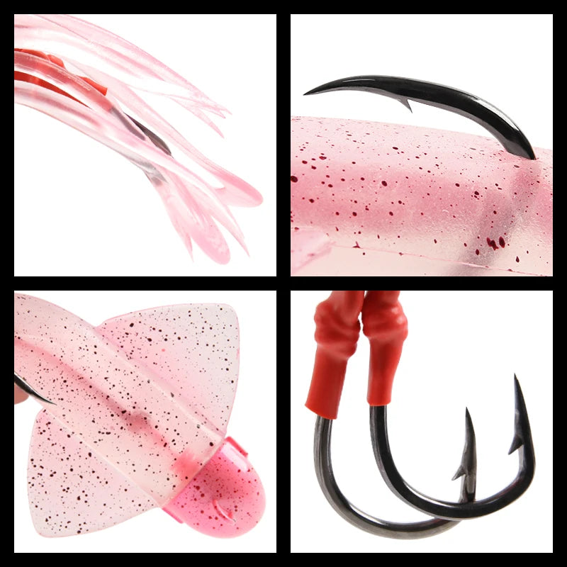 Glow UV 150g 180g 200g Luminous PVC Squid Octopus Skirt Sea Saltwater With Assist Hook Jigging Fishing Soft Lures Bait