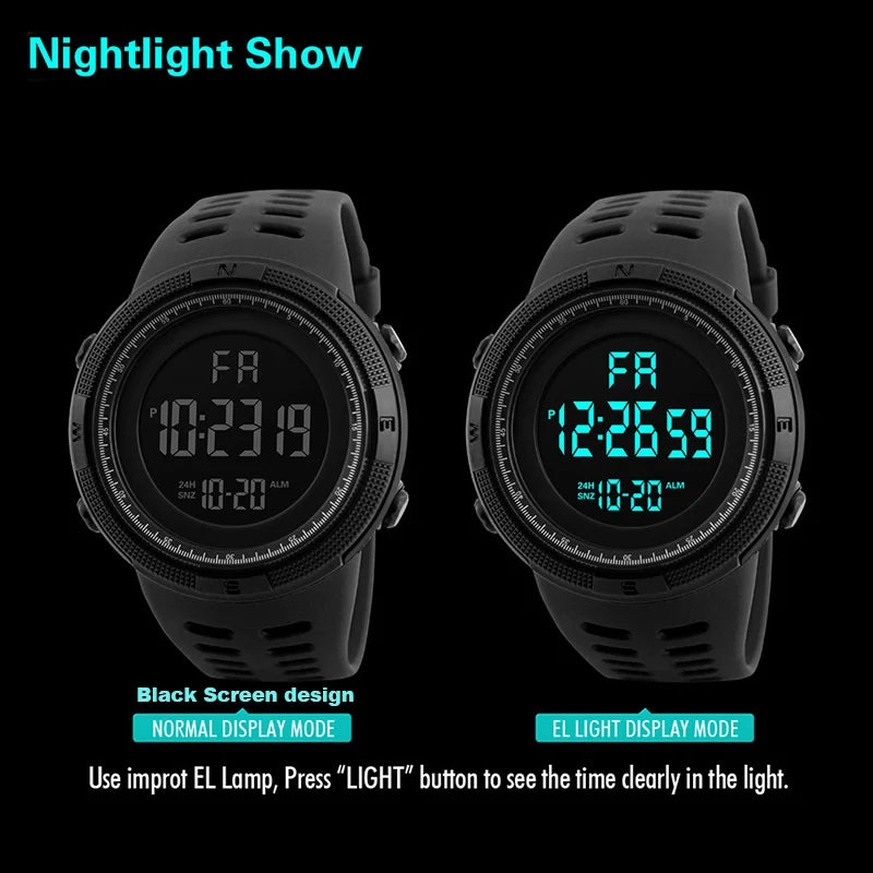 Men’s Military Sports Watches Luminous Multifunction LED Digital Wristwatch