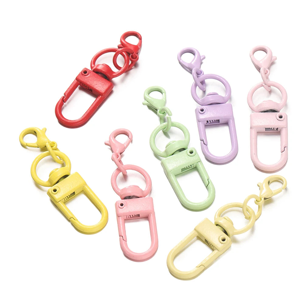 10pcs/lot Colorful Lobster Clasp Hooks Keychain With Lobster Matel Clasps For DIY Jewelry Making Dog Buckle Neckalce Accessories