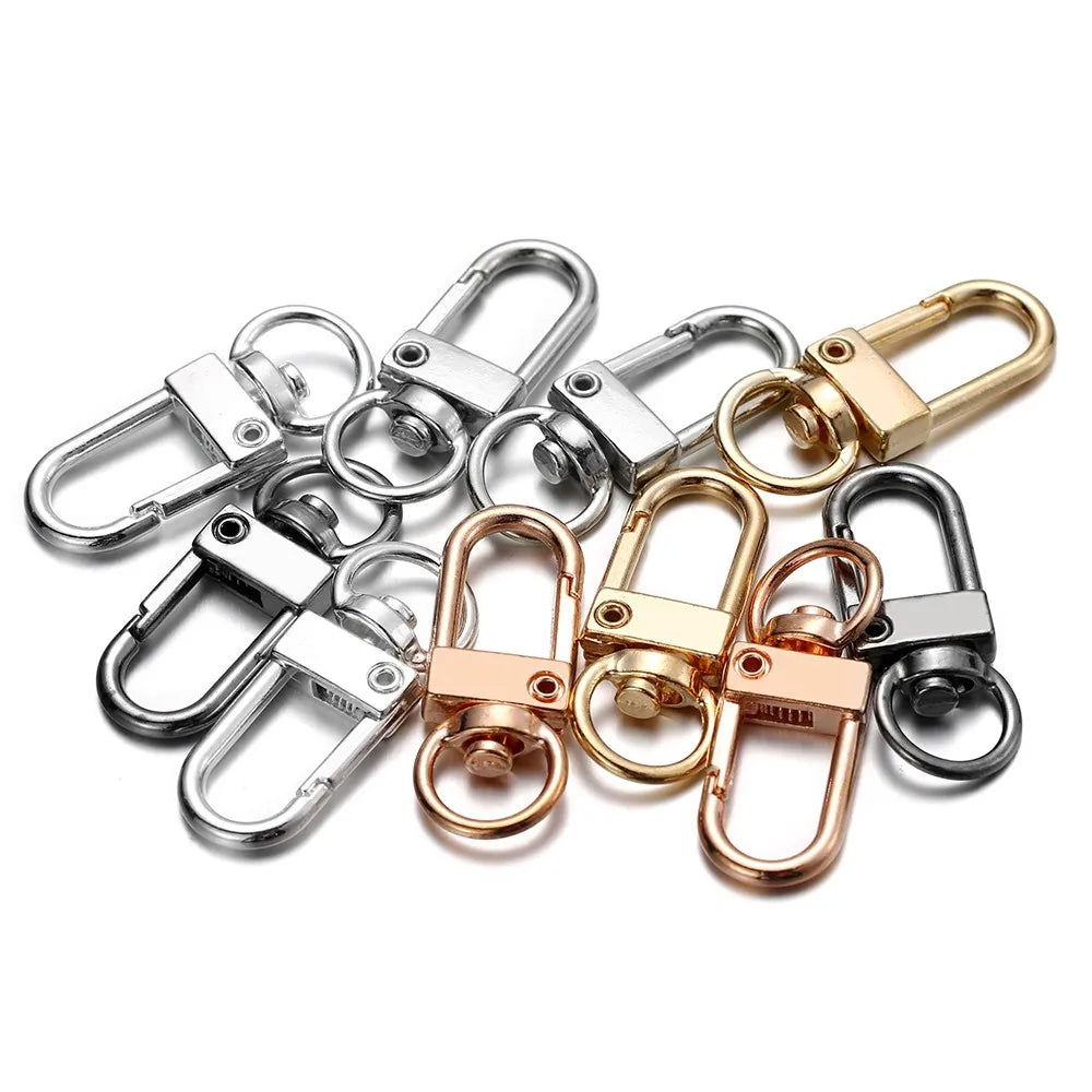 10pcs/lot Rotating Dog Buckle Gold Color Rhodium Metal Lobster Clasps Hooks For DIY Jewelry Making Key Ring Chain Accessories 