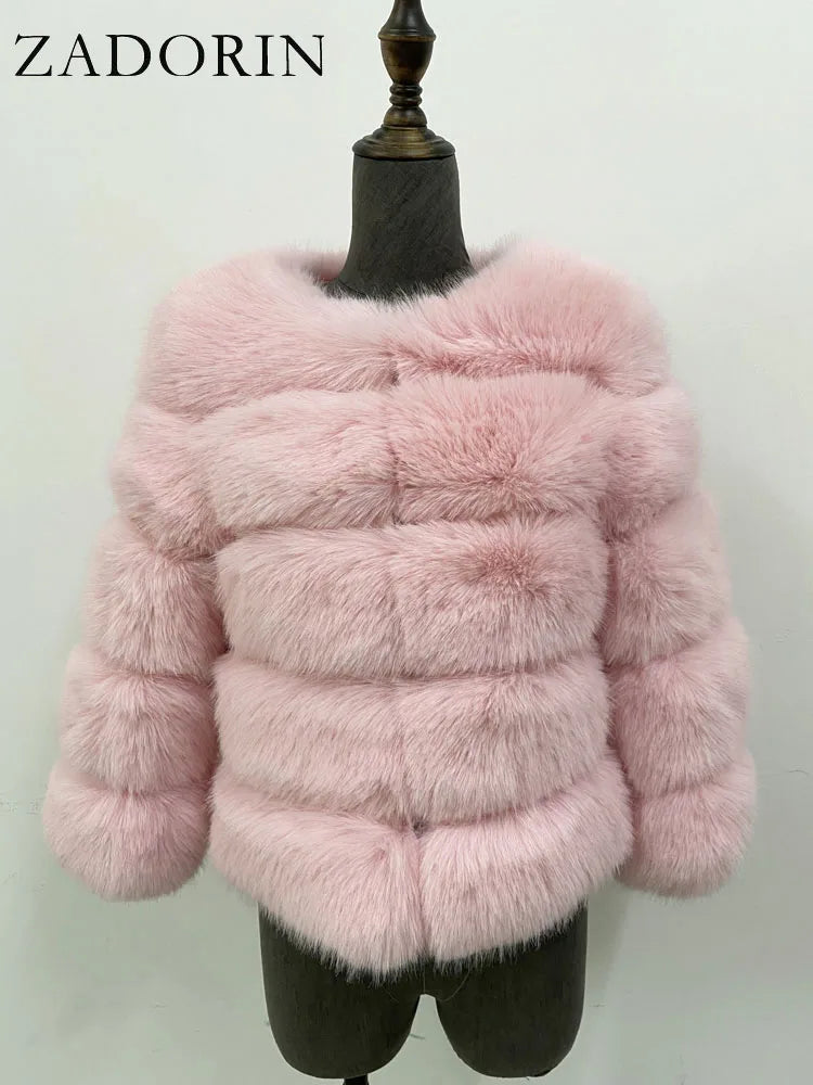 ZADORIN Woman’s Fluffy Winter Mink Coat Faux Fur S-6XL