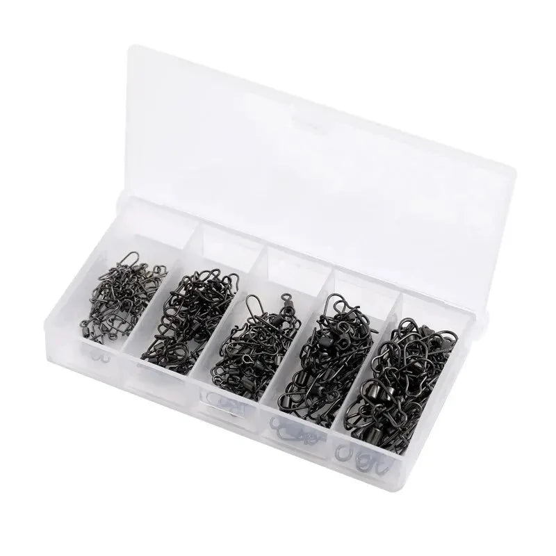 AquaPro Stainless Fishing Swivel Kit 50pc - Sturdy Bearings