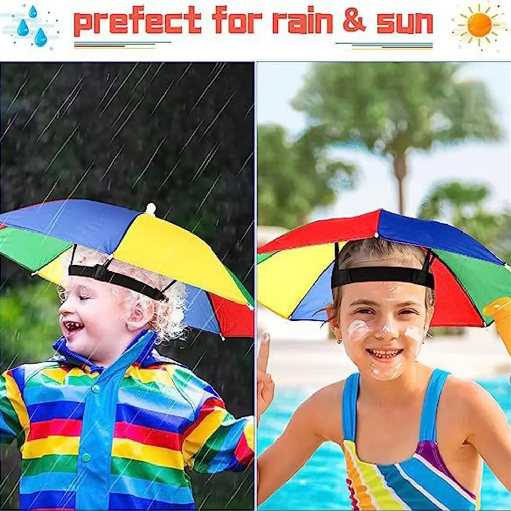 Foldable Head Umbrella Hat Windproof Fishing Head Wearing Sunshade Rain Gear Outdoor Portable Umbrella Camping Beach Head Hats