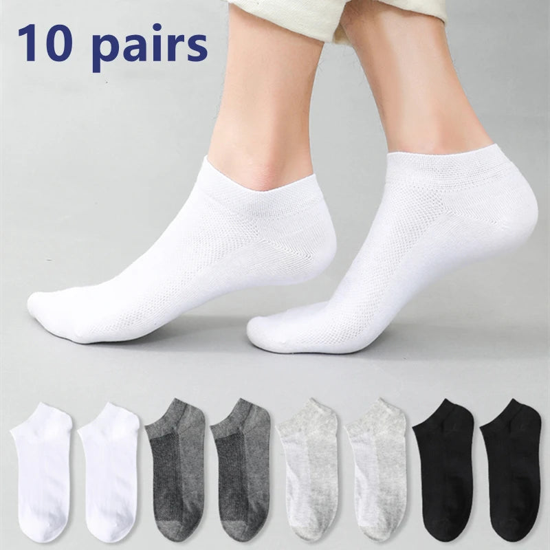 Breathable Sports Bamboo Fiber Men’s Socks Sweat Absorption 10/5/3pairs