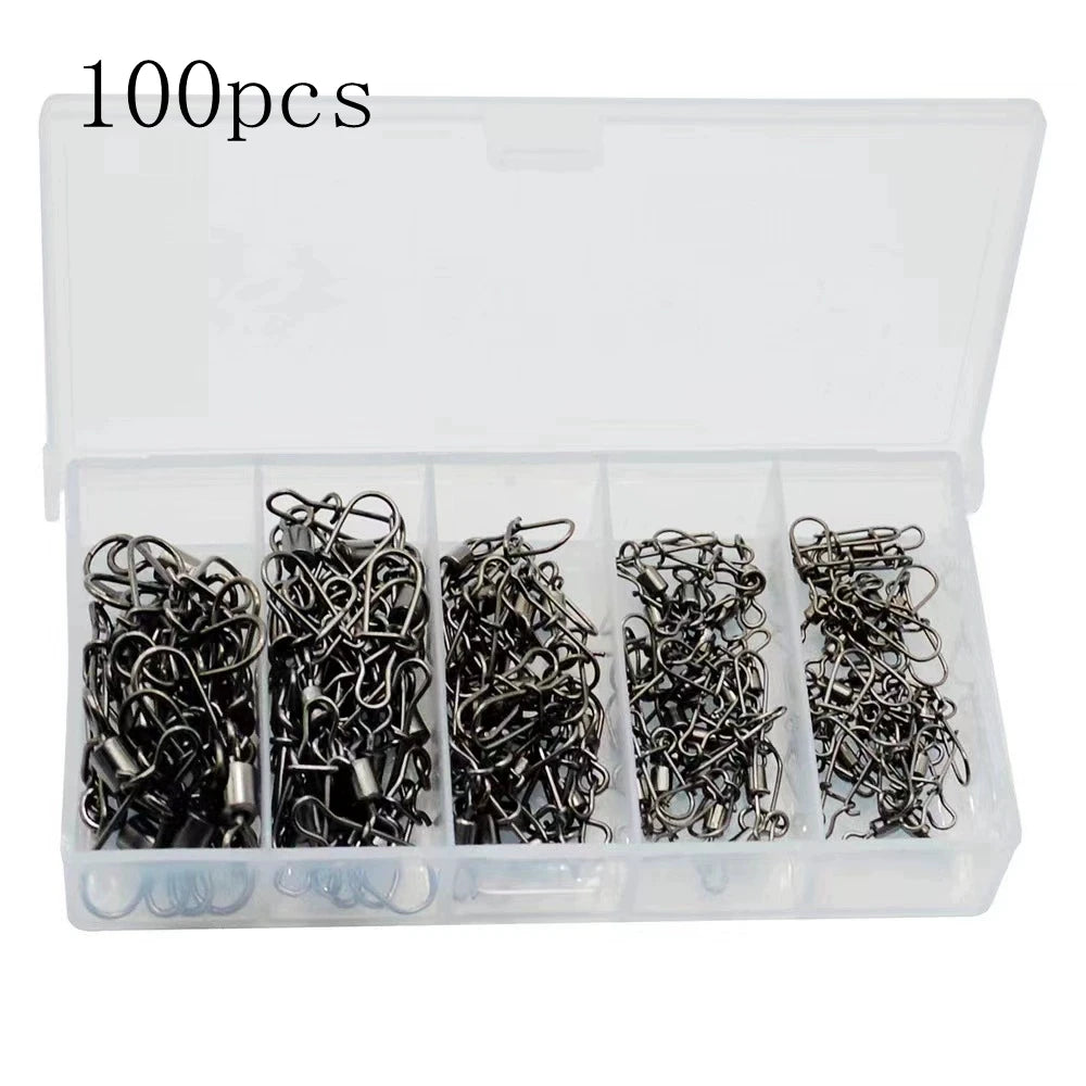 AquaPro Stainless Fishing Swivel Kit 50pc - Sturdy Bearings
