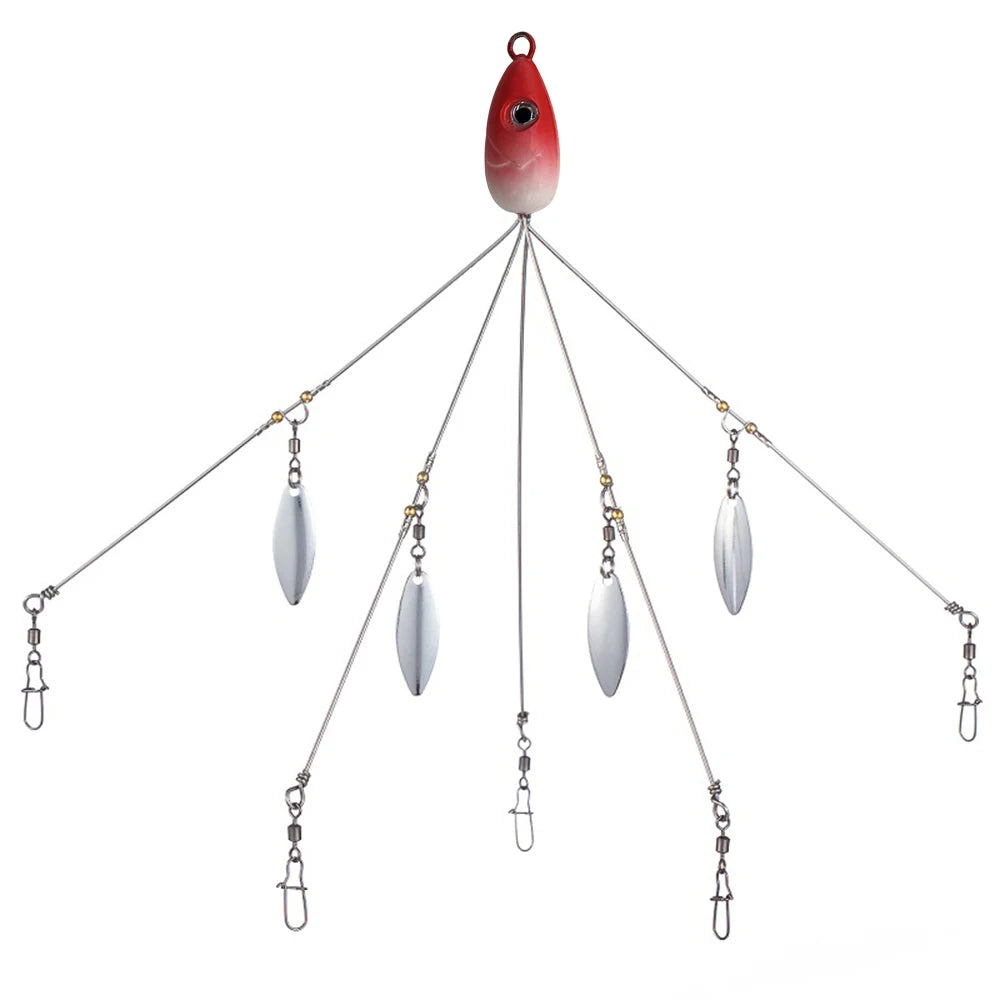 Umbrella Fishing lure Rig 5 Arms Alabama Rig Head Swimming Bait Bass Fishing Group Lure Snap Swivel Spinner, 18g