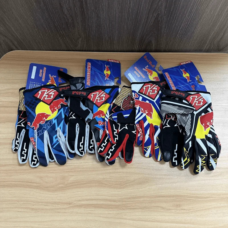 Red Bull Racing Gloves Full Finger MTB - Non Slip Grip