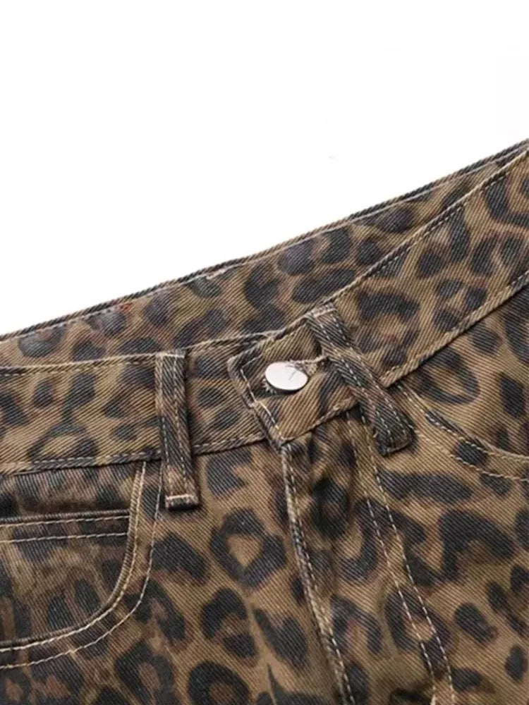 American Vintage Leopard Print Jeans For Women - Cozy Warm