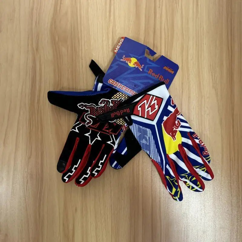 Red Bull Racing Gloves Full Finger MTB - Non Slip Grip