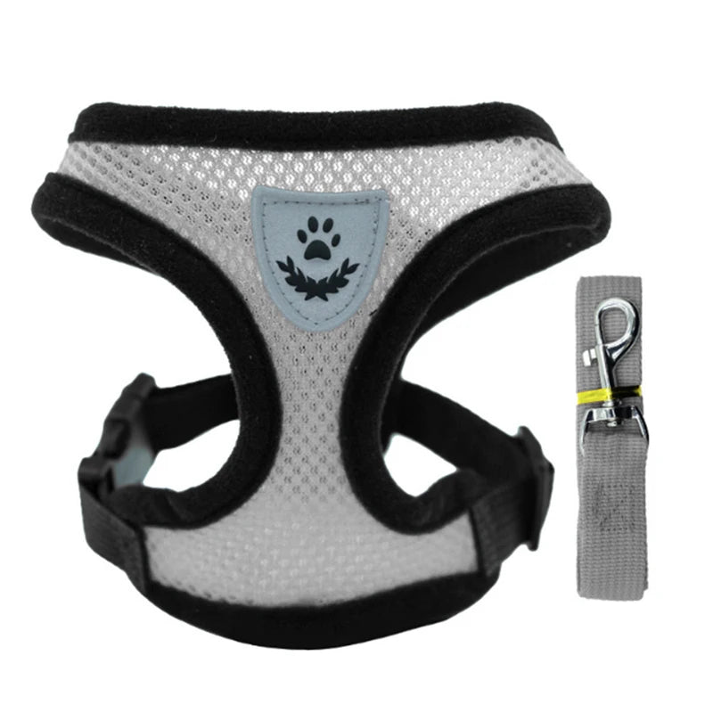 Harness Vest Walking Lead Leash For Puppy dog Collar Polyester Adjustable Mesh Dog or Cat Harness For Small Medium Pets
