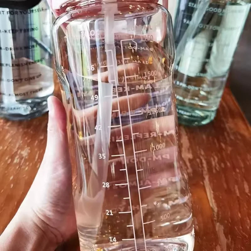 HydroGo 2L Straw Water Bottle Motivational Time Markers