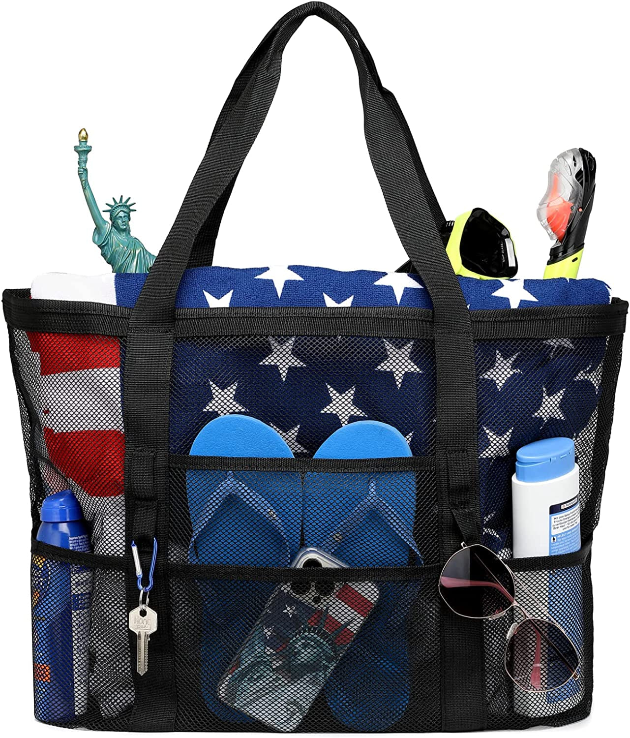 Mesh Beach Bag Family - Large Tote Bag for Cruise Pool Toys Beach Vacation Essentials