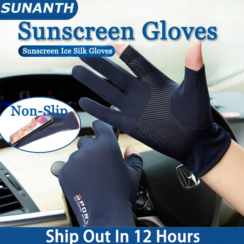 Ice Silk Half Finger Gloves - Breathable Sun Protection