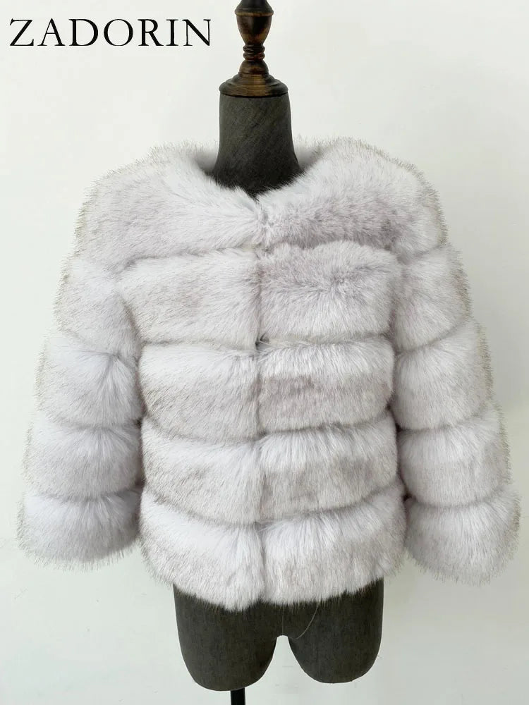 ZADORIN Woman’s Fluffy Winter Mink Coat Faux Fur S-6XL