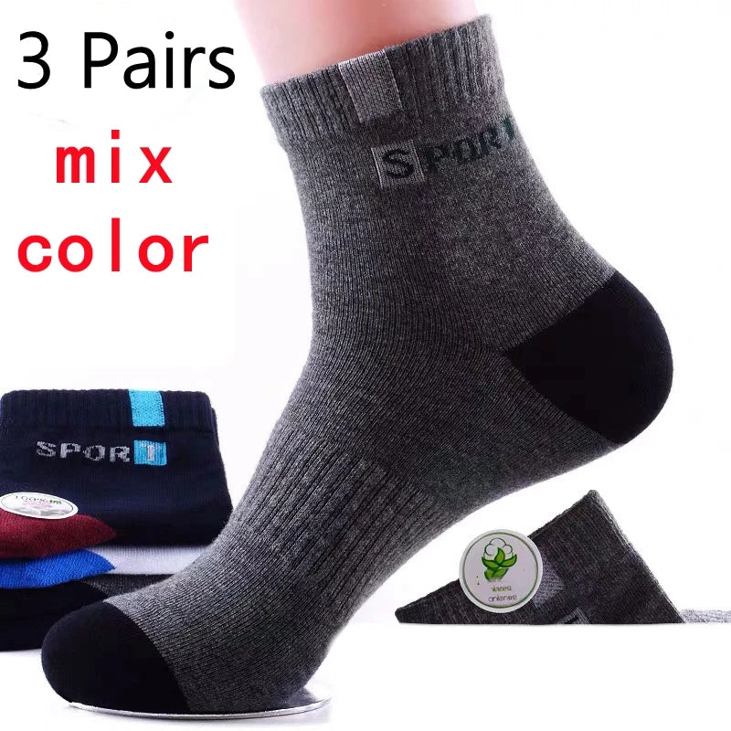 Breathable Sports Bamboo Fiber Men’s Socks Sweat Absorption 10/5/3pairs