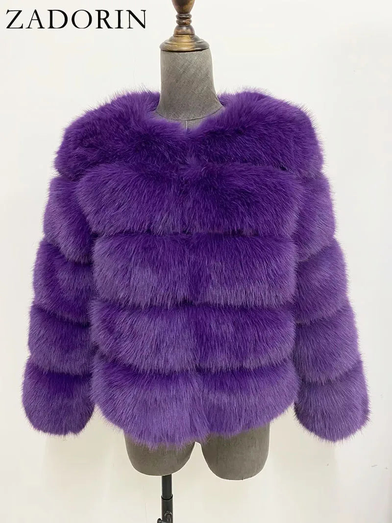 ZADORIN Woman’s Fluffy Winter Mink Coat Faux Fur S-6XL