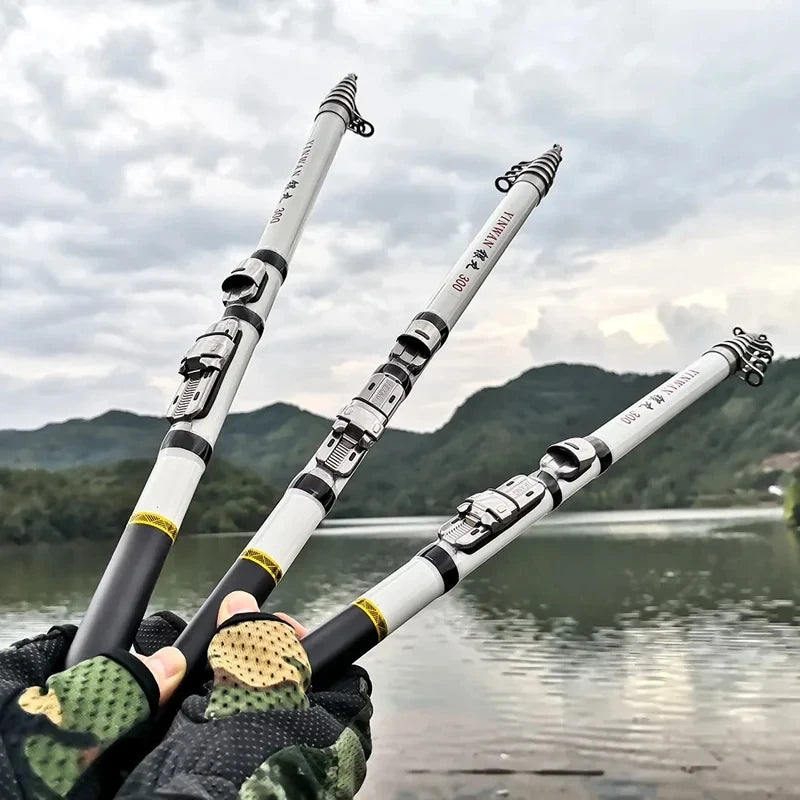 Telescopic Fishing Rod Spinning Mini Travel Rod w/Reel Seat 1.8M/2.1M/2.4M/2.7M/3.0M