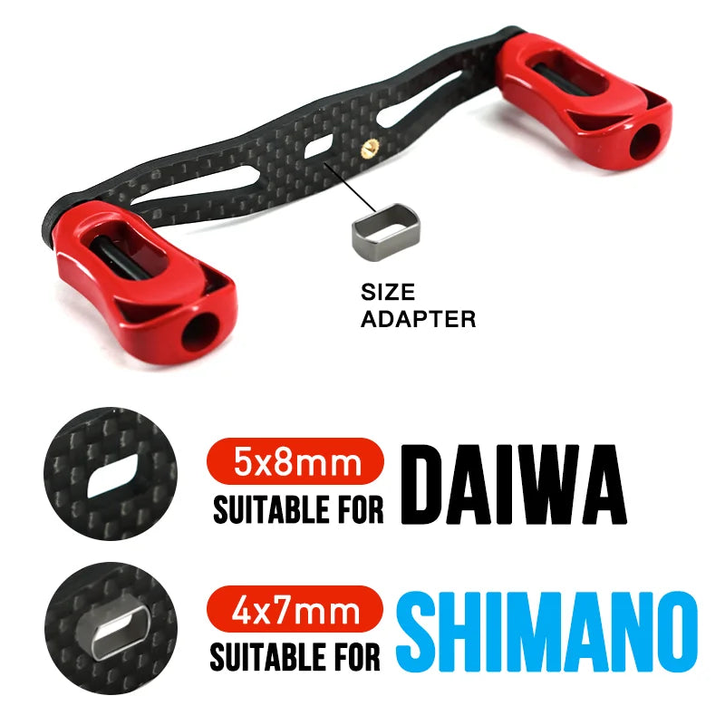 SEASIR Carbon Fiber Fishing Reel Handle Ultra Light Grip 6 COLORS Refit For Baitcasting Reel Accessories Include Daiwa,shimano