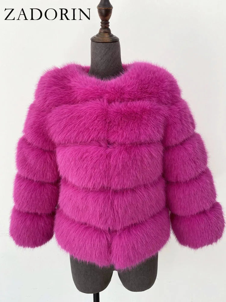 ZADORIN Woman’s Fluffy Winter Mink Coat Faux Fur S-6XL