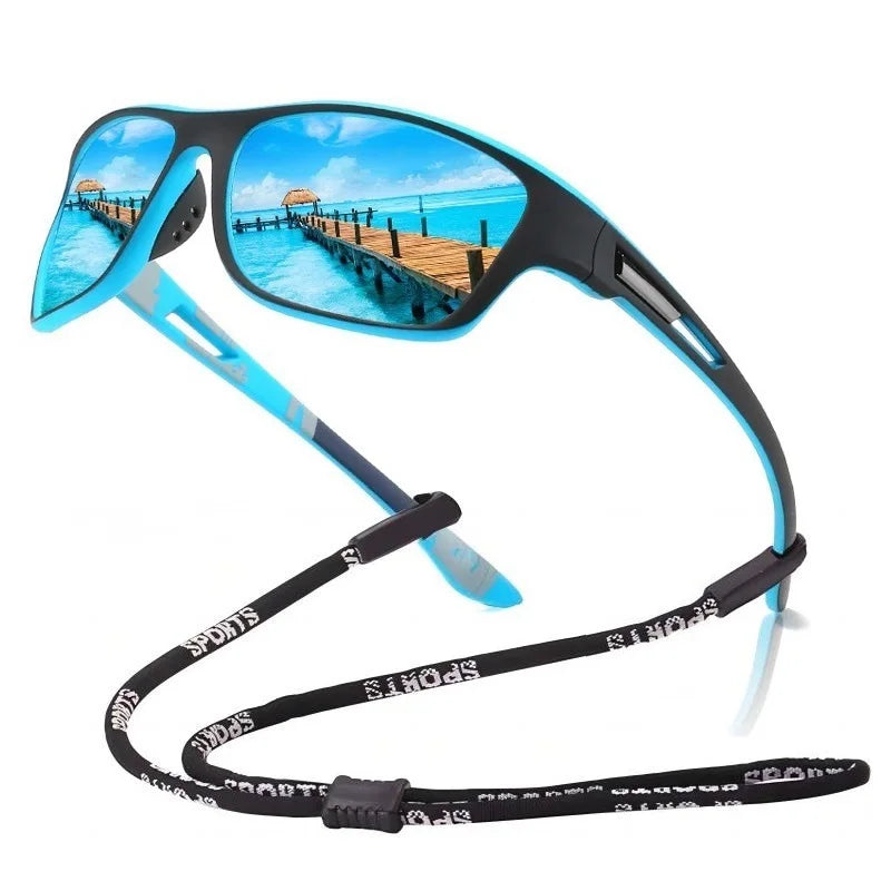 Designer Polarized Sports Sunglasses With Chain - UV400