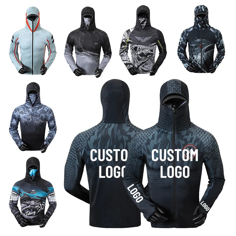 MarinPro Fishing Long Sleeve Hooded UV Shirt - Zip Mask