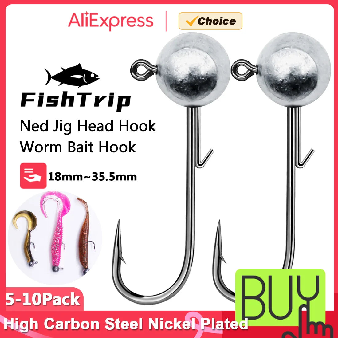 FishTrip Ned Jig Heads - Weedless Round Jig For Freshwater