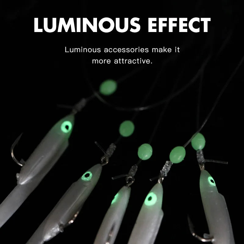 AquaGlow Sabiki Cluster Lures - Luminous Eel Saltwater Gear