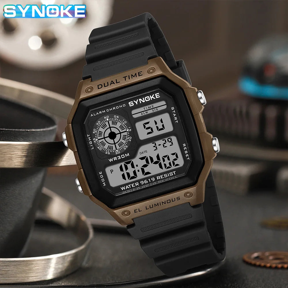 Mens Digital Watches Luminous Multifunction Waterproof Wristwatch Outdoor and Running