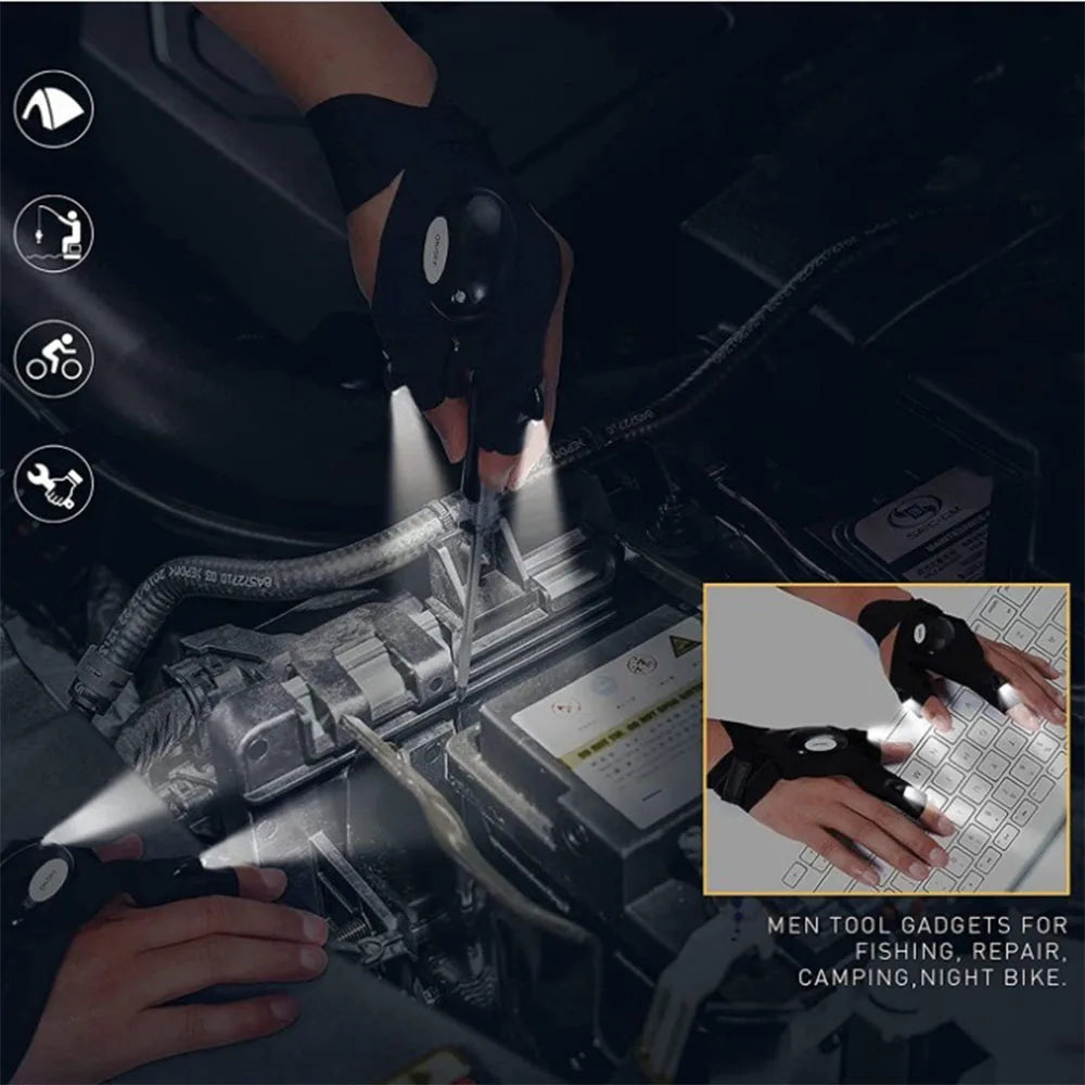 LumenFlex LED Bike Gloves - Lit Fingertips Night Riding