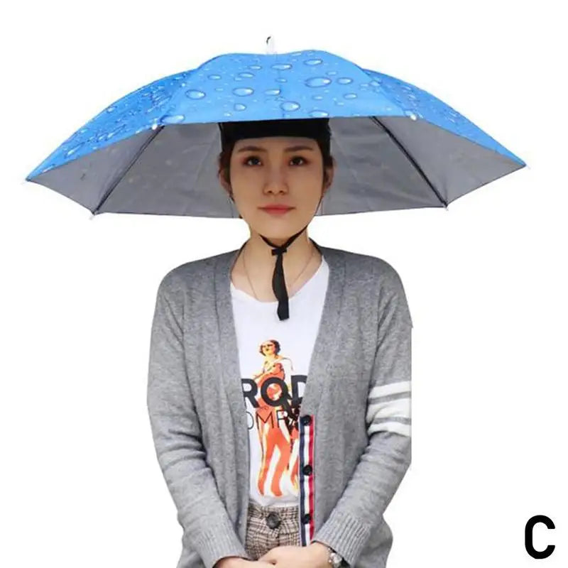 Outdoor Fishing Caps Foldable Head Umbrella Hat Anti Rain Sun Protection Travel Hiking Beach Camping Golfing Outdoor Activities