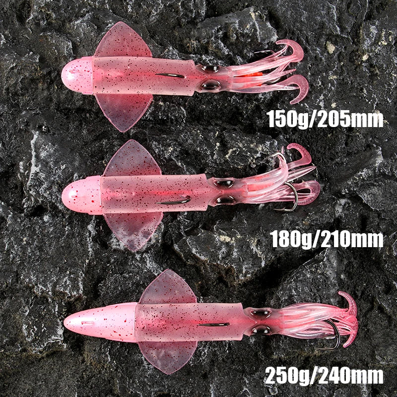 Glow UV 150g 180g 200g Luminous PVC Squid Octopus Skirt Sea Saltwater With Assist Hook Jigging Fishing Soft Lures Bait