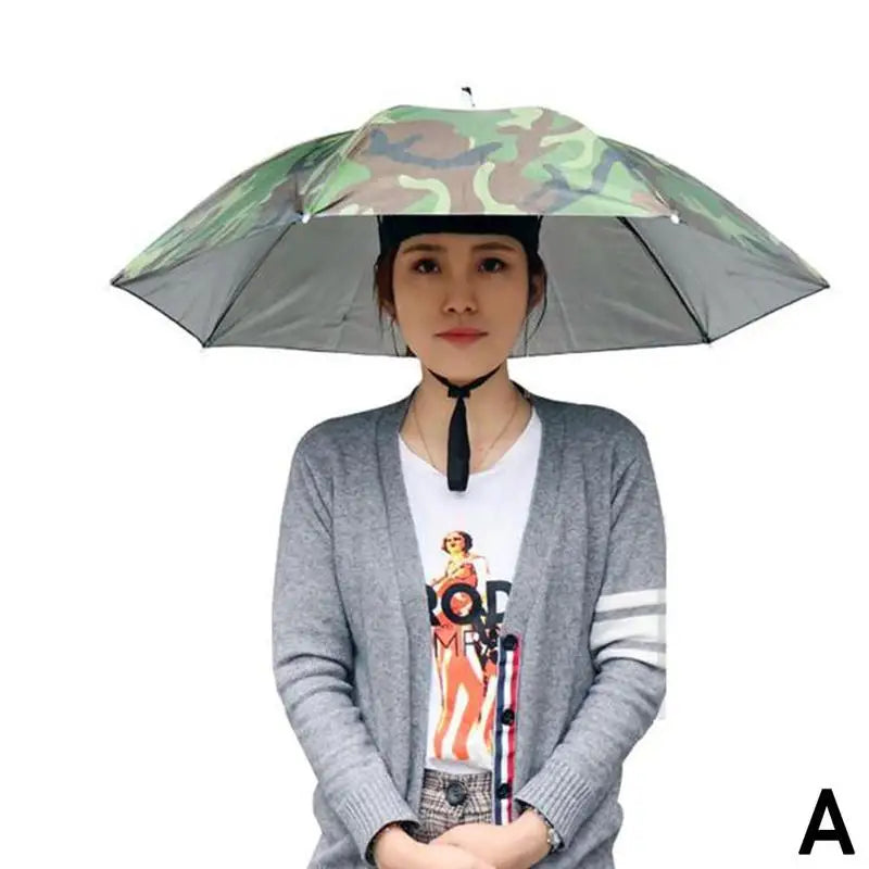 Outdoor Fishing Caps Foldable Head Umbrella Hat Anti Rain Sun Protection Travel Hiking Beach Camping Golfing Outdoor Activities