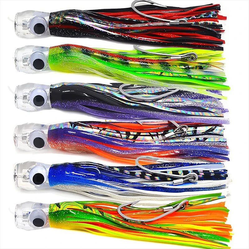 6PCS/bag Trolling Sea Fishing Marlin Tuna Mahi Dolphin Durado Wahoo Shark Skirted Deep Sea Fishing Lure Set