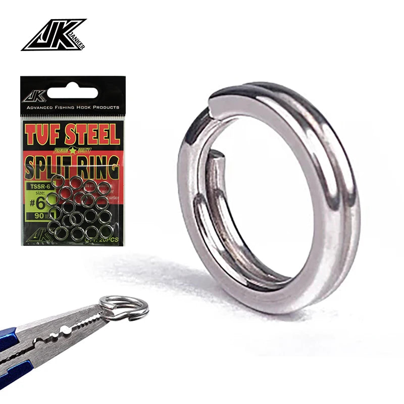 JK 1pack No.3-10/6-14mm HOT Fishing Split Rings For Heavy Duty Fish hook Connector Assist Hooks Sea Fishing Accessories Tackle