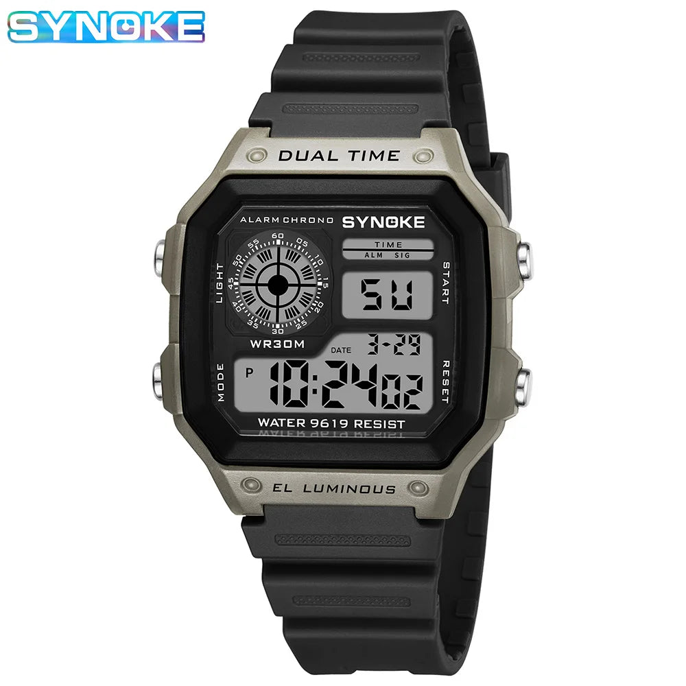Mens Digital Watches Luminous Multifunction Waterproof Wristwatch Outdoor and Running