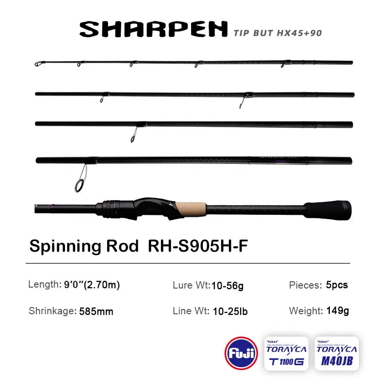 Spinning/Conventional Travel Rods, Long XF/MF Action Rods FUJI Components Fishing Poles for any destination.