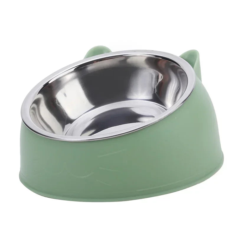 Dogs Cats Feeders Bowl Inclined Stainless Steel Drinking Feeder Pet 1pc
