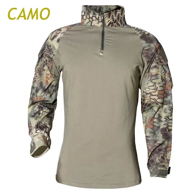 Men Combat Cargo Tactical Camo Waterproof Shirts US Size S-4XL