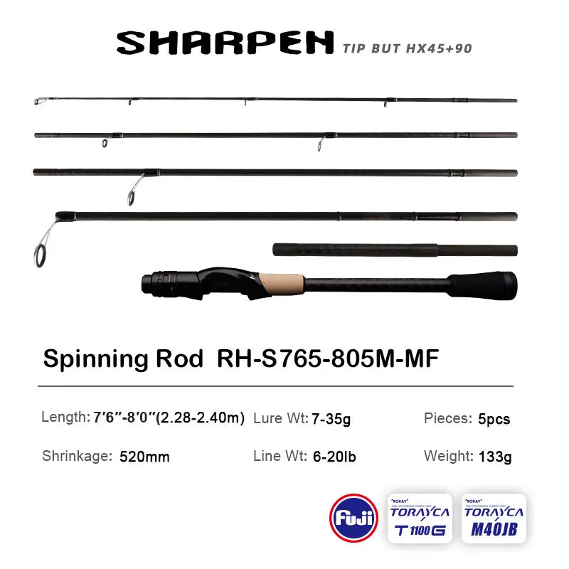 Spinning/Conventional Travel Rods, Long XF/MF Action Rods FUJI Components Fishing Poles for any destination.