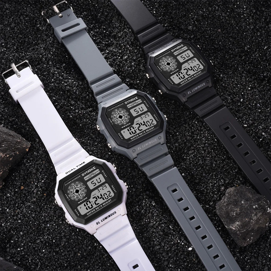 Mens Digital Watches Luminous Multifunction Waterproof Wristwatch Outdoor and Running