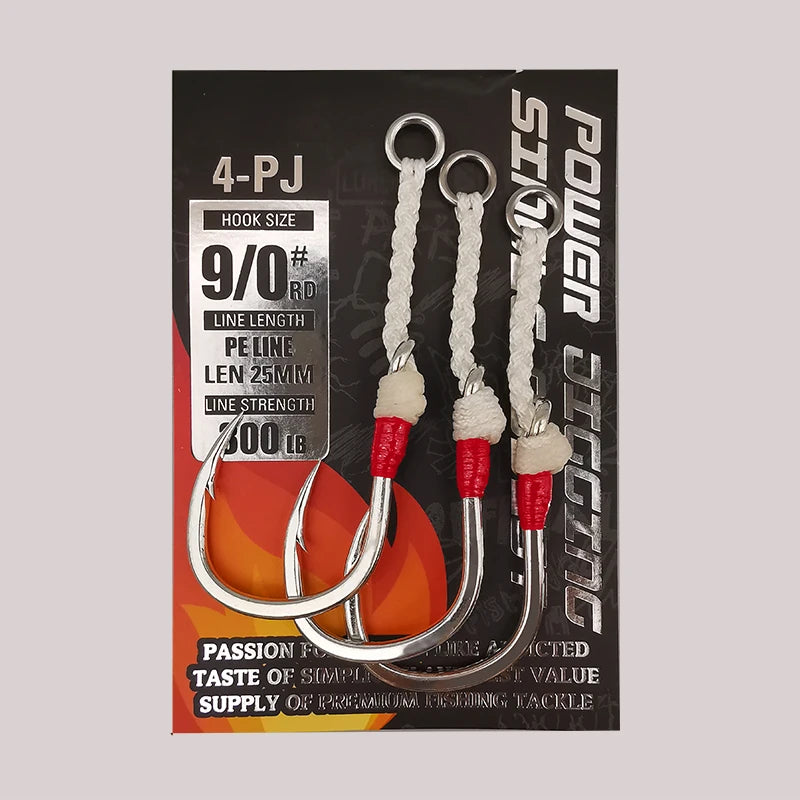 Fishing 4-PJ Power Assist Hooks Heavy Duty Big Game 3 Pack 240-400lb. PE Line