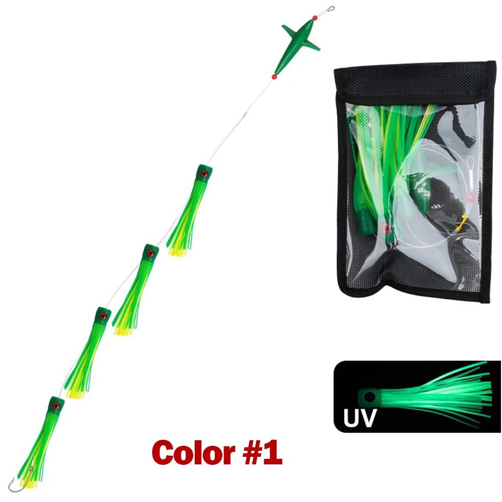 Big Game Fishing Teaser Rigged Feather Bird Trolling Lure Squid Tuna Daisy Chain Saltwater Bait Mahi Wahoo