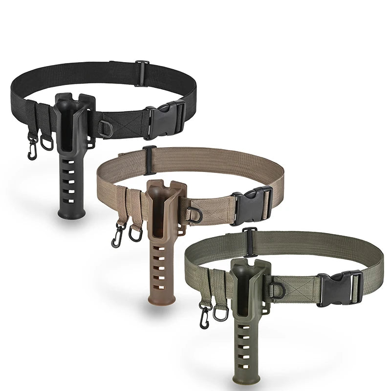 Fishing Rod Belt Holder Adjustable Wading Belt Lure Fishing Rod Insertion Hanging Buckle for Spinning Casting Fly Fishing