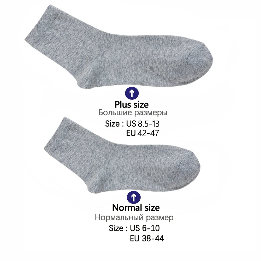 10 Pairs Men's Cotton Socks Black Business Men Socks Soft Breathable Plus Size 38-47