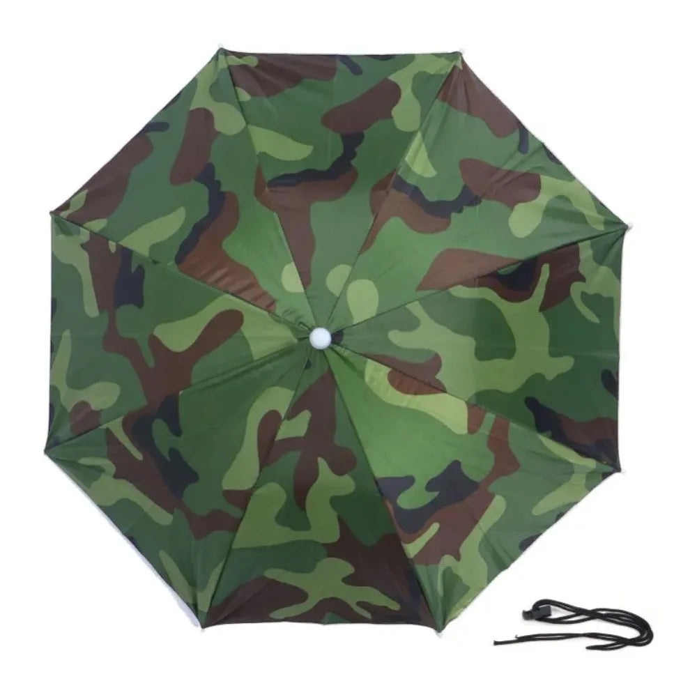 Portable Rain Umbrella Hat Foldable Outdoor Sun Shade Caps Waterproof Camping Fishing Headwear Cap Head-Mounted Beach Head Hats