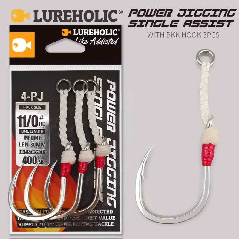 Fishing 4-PJ Power Assist Hooks Heavy Duty Big Game 3 Pack 240-400lb. PE Line
