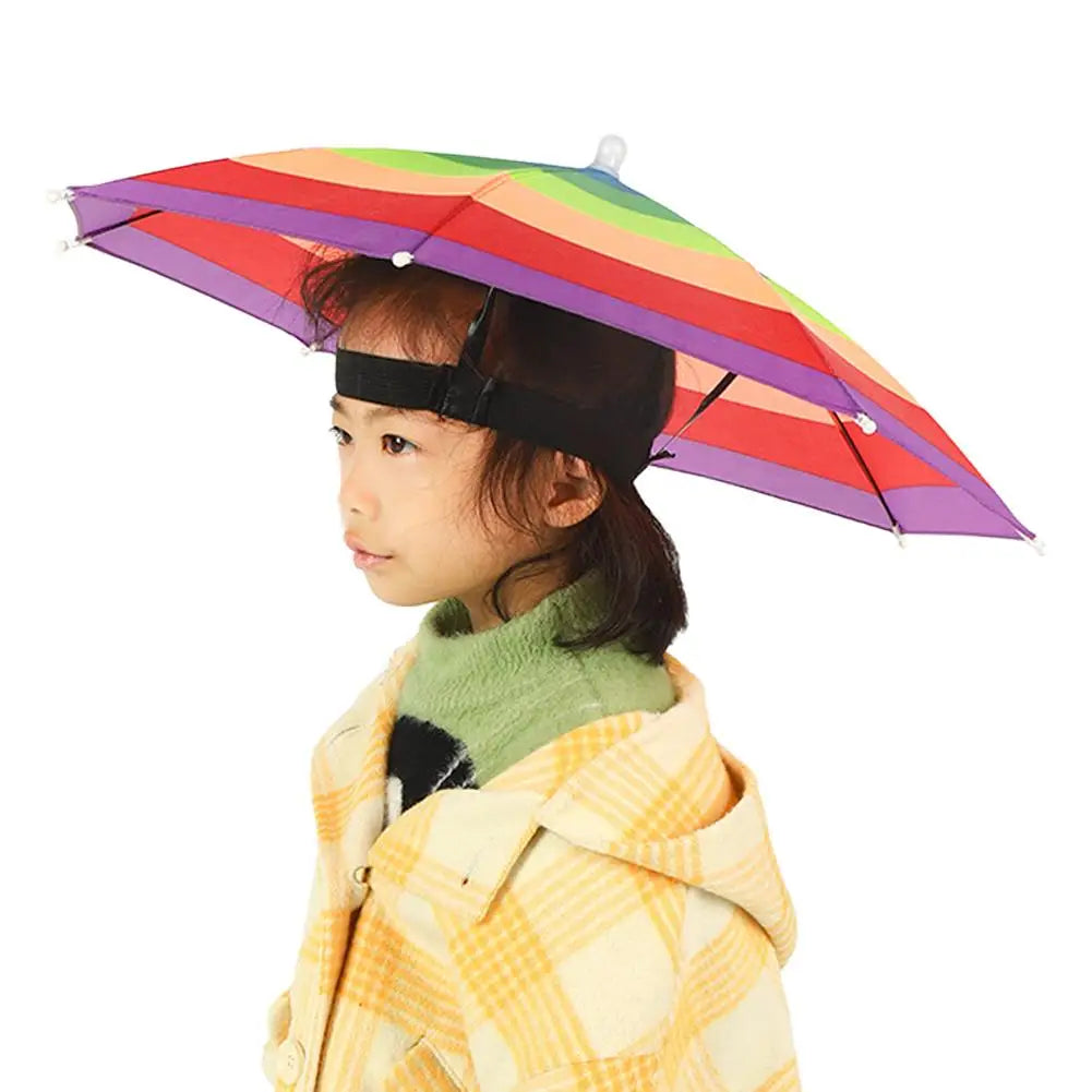Children Rain Umbrella Portable Foldable Outdoor Headwear Shade for Kids